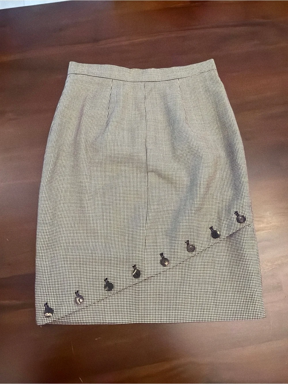 ALEXANDER MCQUEEN Houndstooth Button-Accent Pencil Skirt (B)